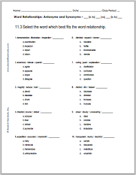 11 3 Word Relationships Quiz Handout Is Free To Print Pdf File For High School English Languag Word Relationships Relationship Worksheets Relationship Quiz