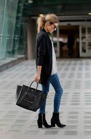 Black Ankle Boots With Skinny Jeans Women S Black Open Cardigan White Sleeveless Top Blue Ripped Skinny Jeans Black Suede Ankle Boots Fashion Hello Fashion Style