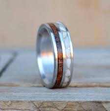 Mens Wedding Band Titanium Metal Ring With Crushed Elk Ivory And Walnut Wood Channel Inlays Stag Hound El Handmade Wood Rings Rings For Men Antler Jewelry