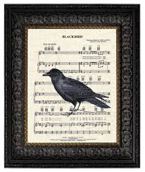 Black Bird In The Dead Of Night Lyrics Blackbird Song Art Print Music Note Art Etsy Music Art Print Sheet Music Art Black Bird