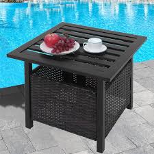 Patio festival outdoor steel dining table with umbrella hole. Patio Table Segmart Outdoor Table With Umbrella Hole Outdoor Wicker Side Table Black Metal Side Table For Patio Umbrella Outdoor 22 X 22 Hole Dia1 6 Durable Small Table Supports 110lbs H1927 Walmart Com