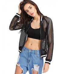 Women S Summer Zip Up Light Weight Long Sleeve Mesh Bomber Jacket Black Cj182z3c898
