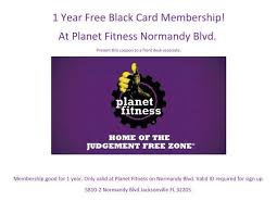 Access to any of our 2000+ clubs, bring a guest with you anytime, use of massage the pf black card®. Planet Fitness 1 One Year Black Card Membership Myers Jackson