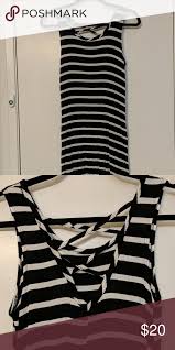 Black And White Striped Tank Top Dress Tank Top Dress With Crisscross Back Tank Top Dress Dresses Striped Tank Top