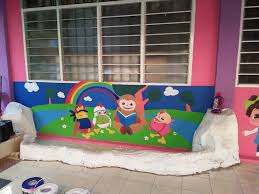 Hiasan dinding frame art line: Mural Art Lukisan Dinding Simple Di Kelas Pra Sekolah Facebook