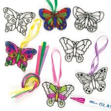 Butterfly Mini Suncatchers Glass Effect Acrylic Decorations 7cm With Ribbons Children S Paint Butterfly Art And Craft Butterfly Crafts Arts And Crafts For Kids