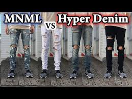 destroyed jeans comparison hyper denim vs mnml la youtube