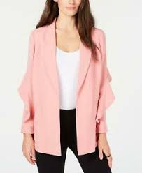 Details About Alfani 3541 Size Medium M Womens New Rosa Solid Jacket Suit Blazer Ruffled 99
