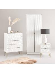 Versailles Ready Assembled 2 Drawer Bedside Chest Bedroom Furniture Uk White Gloss Bedroom Furniture Bedroom Collections Furniture