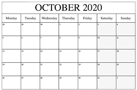 October 2020 Calendar Printable Calendar Word Printable Calendar Template January Calendar