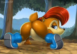 160749 - suggestive, artist:diacordst, princess sally acorn (sonic),  chipmunk, fictional species, hybrid, mammal, mobian, rodent, sciurid,  squirrel, anthro, archie sonic the hedgehog, sega, sonic the hedgehog  (series), 2022, bedroom eyes, black nose,