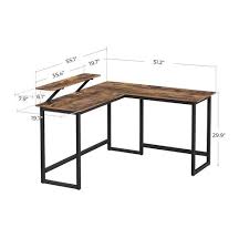 Industrial office desks give your work or home office a boost so you can work comfortably in style. L Shaped Computer Desk With Monitor Stand Home Office Furniture Vasagle By Songmics