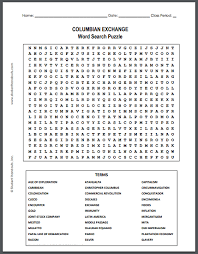 Columbian Exchange Word Search Puzzle Free To Print Pdf File For High School Wor Columbian Exchange High School World History Columbian Exchange Activities