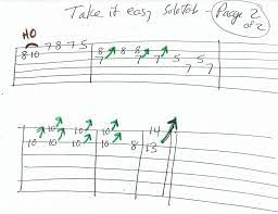 Take It Easy Guitar Solo Tabs Page 2 Of 2 Easy Guitar Guitar Solo Guitar