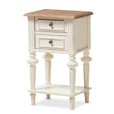 Choose from our 2 drawer, 3 drawer or art deco nightstands. Marquetterie French Provincial Style Weathered Oak Wash Distressed Wood Finish Two Tone 2 Drawer And 1 Shelf Nightstand White Baxton Studio Target