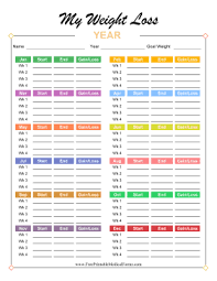 Use this fun free printable monthly weight loss tracker to record your progress while losing weight. Printable Annual Weight Loss Tracker Colorful