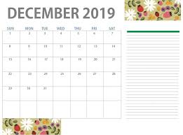 Floral December 2019 Calendar Calendar Template 2019 Calendar Monthly Calendar Template