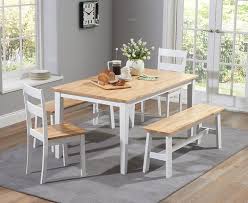 Shop target for kitchen dining furniture you will love at great low prices. Carina 150cm Oak And White Dining Table With 4 Dining Chairs 1 Large Benches Designer Sofas4u