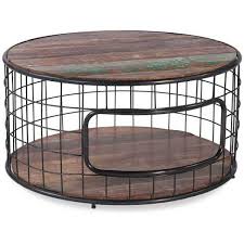 Sie A5514 Vintage Industrial Round Coffee Table Vintage Industrial Furniture Round Industrial Coffee Table Door Coffee Tables