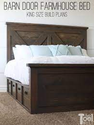 Get my curated list of affordable woodworking tools. King X Barn Door Farmhouse Bed Plans Her Tool Belt