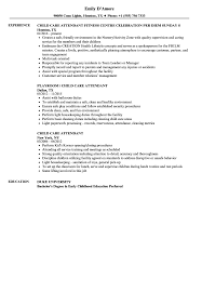 child care attendant resume samples