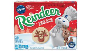 Christmas tree shape sugar cookies, 24 count: Pillsbury Shape Reindeer Sugar Cookie Dough Pillsbury Com