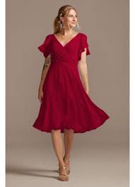 Coral short bridesmaid dresses with boots,watermelon bridesmaid dresses,fs094 (2) regular price $139.00 $109.00 sale. Flutter Sleeve Chiffon Short Bridesmaid Dress David S Bridal