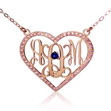 30% off personalized & meaningful jewelry + free shipping & customization. Rose Gold Heart Birthstone Monogram 3 Initial Necklace