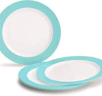 " OCCASIONS " 60 Plates Pack, Disposable Wedding Party Plastic Plates (7.5'' Appetizer/Dessert Plate, Rio in White & Pearled Turquoise Blue)