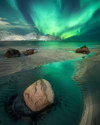 By Aliaumec Photography Ramberg Beach Lofoten Norway Northern Lights Night Sky Photography Night Skies