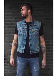 Jeans jacket veste homme col roulé manches longues bleu. Gilet Sans Manche Veste En Jeans Sans Manche Couleur Denim