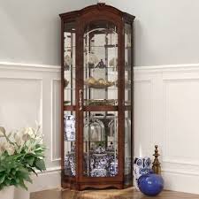 Andover Mills Biali Lighted Corner Curio Cabinet Reviews Wayfair Glass Shelves China Cabinet Corner Curio