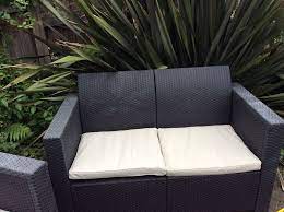 Small Synthetic Rattan Garden Set With Washable Cushions Sofa Is A 2 Seater 127 Cm Wide 70 Cm Dee Outdoor Sectional Sofa Sofa Diy Chair