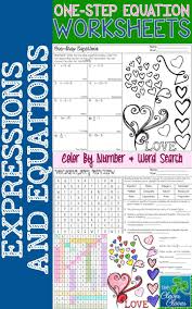 One Step Equations Color By Number And Vocabulary Word Search This Resource Provides Practice One Step Equations Math Vocabulary Words Elementary School Math