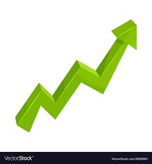 Green Growth Arrow Chart Icon Cartoon Style