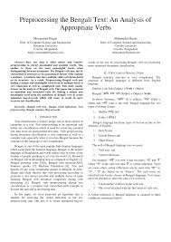 Pdf Preprocessing The Bengali Text An Analysis Of Appropriate Verbs
