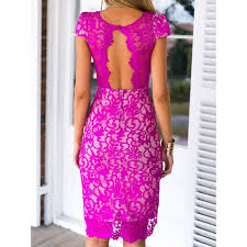 Choies Fuchsia V Neck Cap Sleeve Open Back Asymmetric Lace Bodycon Dress Black Bodycon Dress Long Sleeve Lace Dress White Bodycon Dress