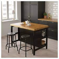 Vadholma Kitchen Island Black Oak Width 49 5 8 Ikea Freestanding Kitchen Island Ikea Kitchen Island Kitchen Stand