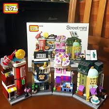 Loz City Street 1621 1624 Mini Street View Diamond Building Block Colorful Bookstore Music Centre Brick Cakeshop If Toys Gift Things To Sell Building Blocks
