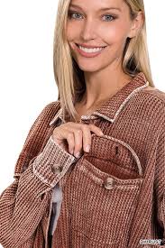 OVERSIZED WAFFLE CARDIGAN TOP