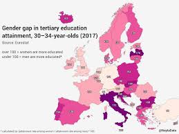 Gender Gap In Higher Education Attainment In Europe Vivid Maps Tertiary Education Gender Gap Education