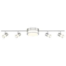 Hampton Bay 3 44 Ft Brushed Nickel Integrated Led Track Lighting Kit With Flush Mount Ceiling Light And 4 Rotating Track Heads Hbtf1045r3 35 The Home Depot Led Track Lighting Flush Mount Ceiling Lights
