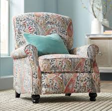Seating Ethel Coral Paisley Push Back Recliner Chair Recliner Chair Paisley Upholstery Stylish Recliners