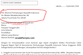 Contoh penulisan surat lamaran cpns yang benar. Download Contoh Surat Lamaran Dan Penyataan Cpns 2018