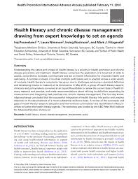 Pdf Health Literacy And Chronic Disease Management Drawing From Expert Knowledge To Set An Agenda