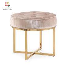 Living room, dining room, bedroom, outdoor & patio, home office Modern Metal Frame Cross Leg Luxury Round Ottoman Velvet Upholstered Large Ottoman China Ottomans Event Ottomans Made In China Com