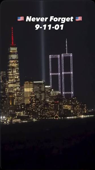 Today marks 25 years since 9/11, and last night Manhattan the @skyelementsdrones drone show illuminated the sky in honor of the World Trade Center attacks. Even after all these years, the emotions
