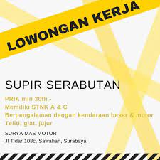 @lowongankerjaindonesia.id klik link untuk pp/iklan loker bit.ly/3bgeplo. Loker Kerja Driver Surabaya Olx Lokerkarta Com