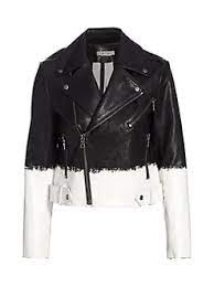 Alice And Olivia Brush Stroke Leather Jacket Cropped Moto Jacket Jackets Moto Jacket