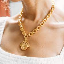 Where Will Your Compass Lead You The Westerly Necklace Consists Of A Chunky Golden Chain Featured A Single Dangling Necklace Penny Necklace Beautiful Jewelry